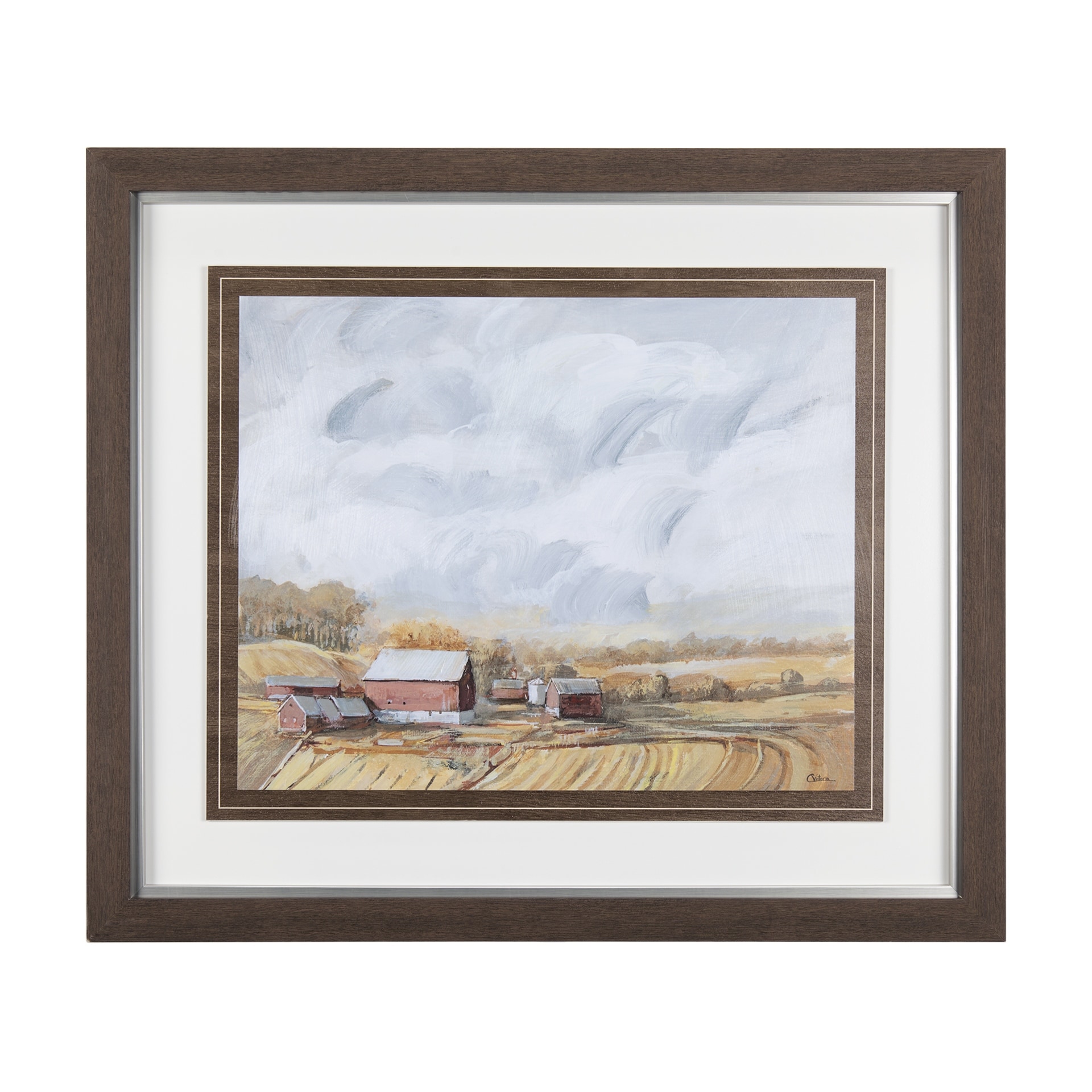Mercana Farmland View I by Mercana Studio a Hand Embellished Textured Framed Art Print