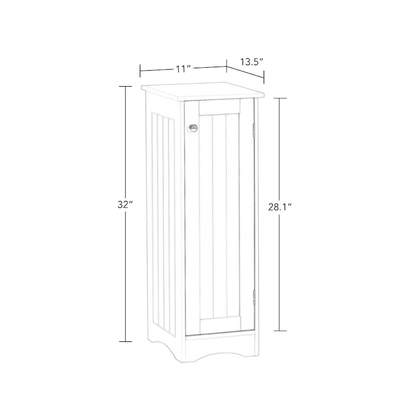 RiverRidge Ashland Single Door Narrow Bathroom and Laundry Storage Cabinet with Adjustable Shelves - White - White - Painted
