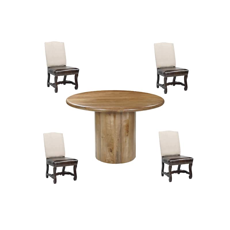 Ava 5-piece Solid Wood Dining Set - Light Brown