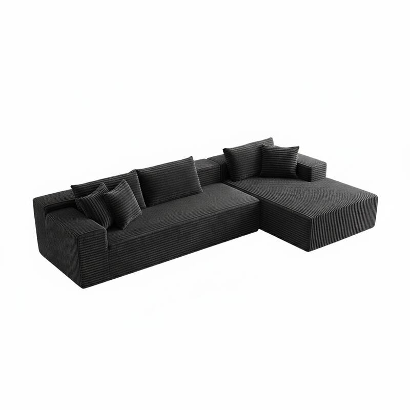103.54" Flannel L-Shaped High-Density Modern Modular Sectional Sofa with Chaise & Pillows