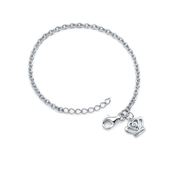 .925 Sterling Silver Diamond Accent Quincerana Crown Charm Bracelet for Girls (I Color, I1 Clarity). Opens flyout.