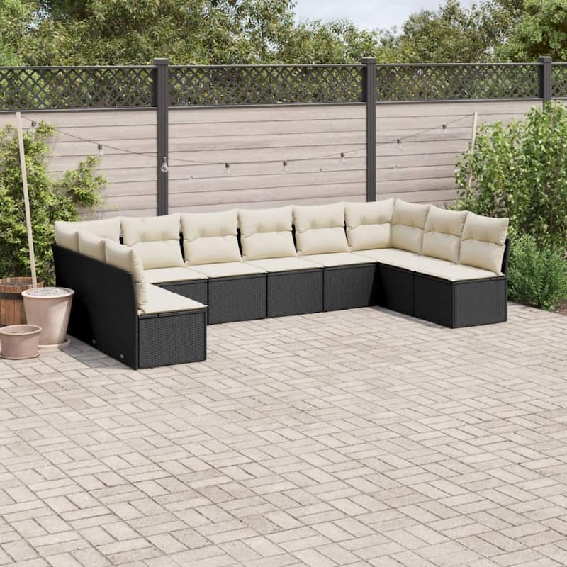 vidaXL Garden Sofa Set Black Poly Rattan Large Modular Garden Sofa Set - 24.4 x 24.4 x 27.2