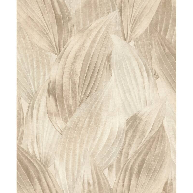 A-Street Prints Melora Beige Leaf Wallpaper