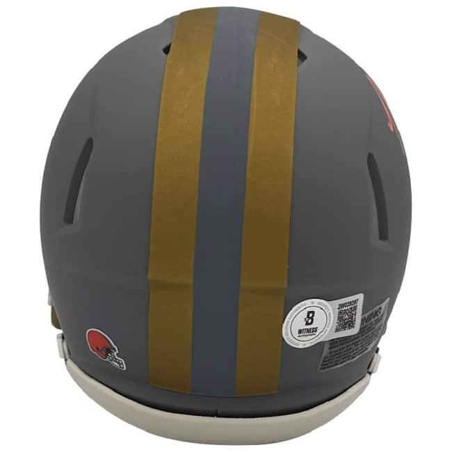 Myles Garrett Autographed Cleveland Browns Signed Football Slate Mini Helmet Beckett COA - 8' x 11'