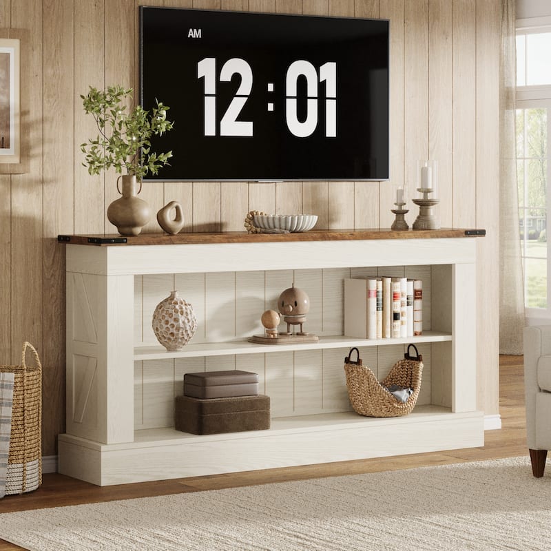 White Stand for 75-Inch TV, Farmhouse