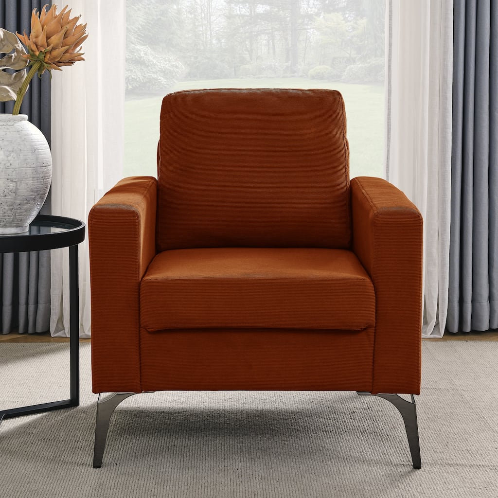 Modern Corduroy Upholstered Singles Sofa Chair with Metal Legs