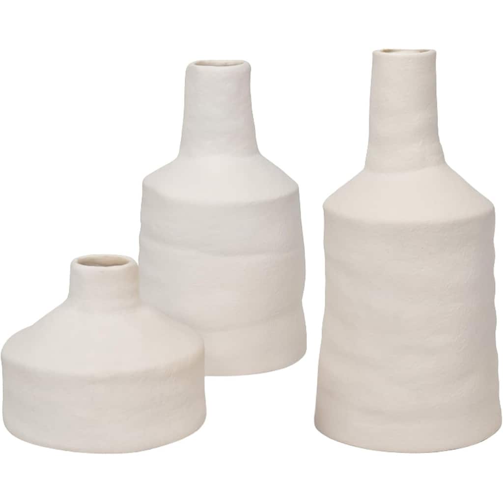 White Set of 3 Vintage Ceramic Candle Holders for Elegant Home Decor