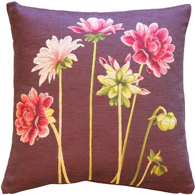 Pink Dahlias Tapestry Throw Pillow
