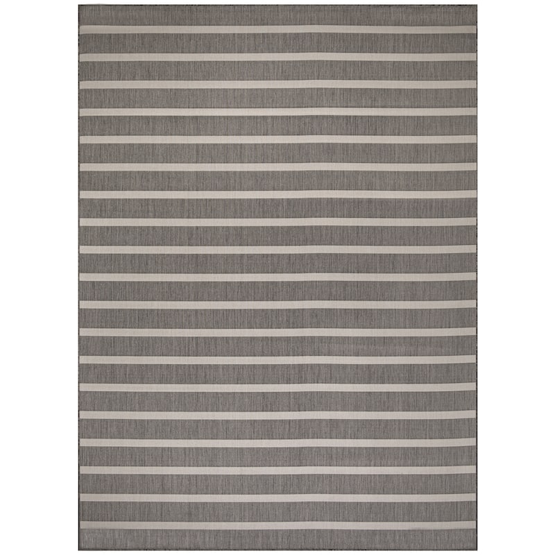 Nourison Positano Indoor/Outdoor Striped Area Rug. - 8' x 10' - Charcoal/Ivory