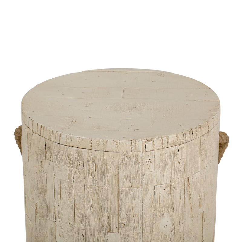 Christopher Knight Home - 14.57'' Rustic Wood Look MGO Side Table with Decorative Braided Cord - 14.57"W/Wood Finish