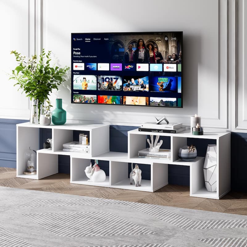 3 Pieces TV Stand Console Entertainment Center for TVs up To 65 Inch with Bookcase Shelves - 26.5" x 12" x 17" (L x W x H)