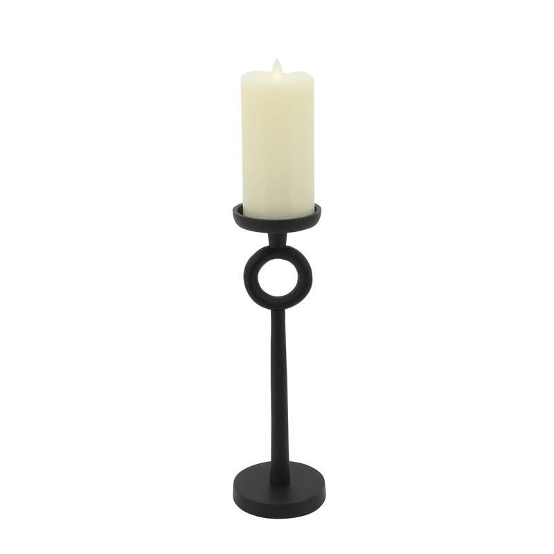 Metal Candle Holder - Contemporary Black Aluminum Narrow Candle Holder for Home or Office Decor