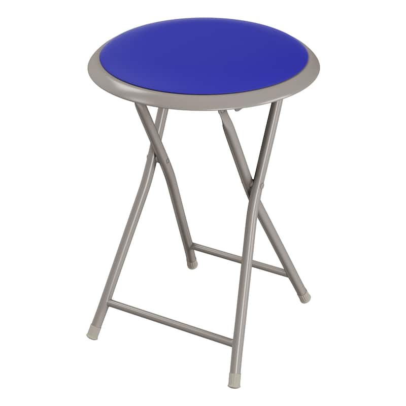 Lavish Home 18-Inch Folding Stool, Blue - Royal Blue