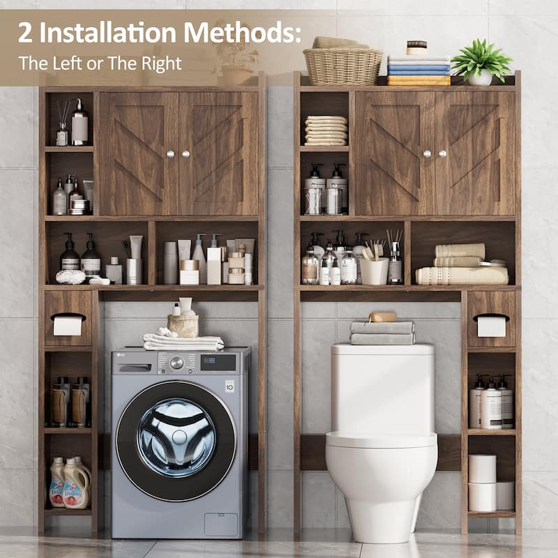 Over-The-Toilet Storage Cabinet – 2-Door Bathroom Organizer with Tissue Holder