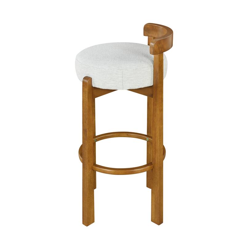 Roomfitters Elise Indoor Low Back Wooden Barstools with Ivory Upholstery, Set of 2 - Set of 2