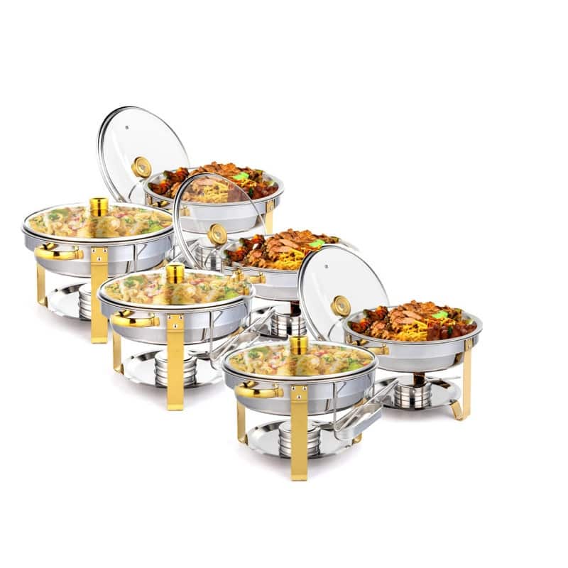 2/4/6/8 Sets 5 Qt Stainless Steel Round Chafing Dish