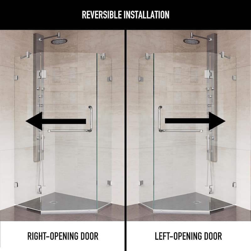 VIGO Piedmont 34"D x 34"W x 73"H Frameless Hinged Neo-Angle Shower Enclosure