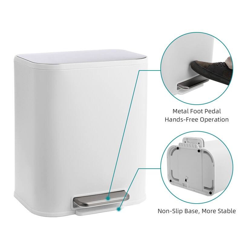 5.3 Gallon Kitchen Trash Can with Lid, Stainless Steel Step On Garbage Can