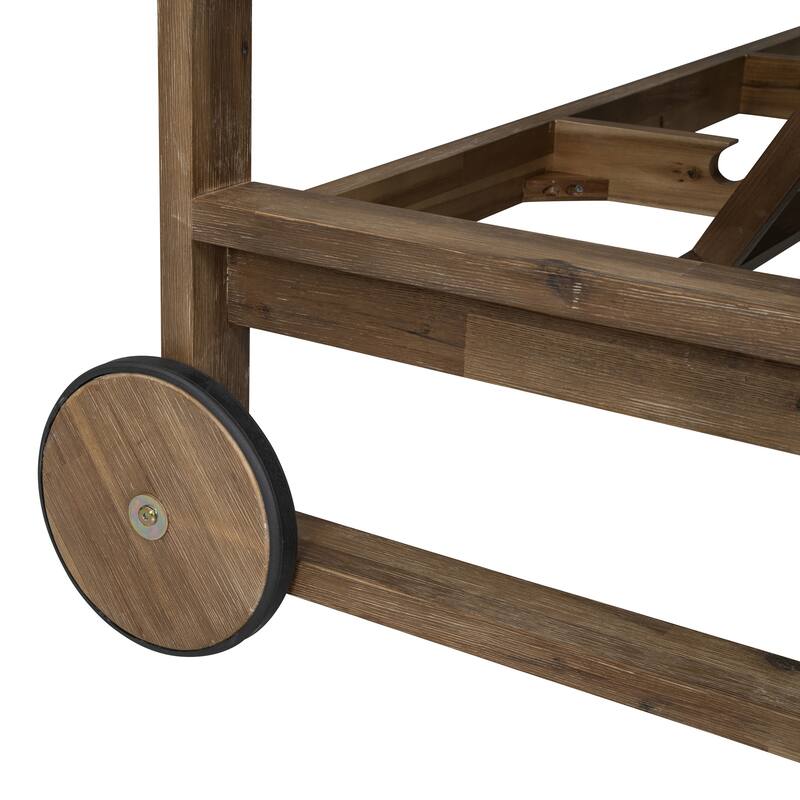 Farmhouse Acacia Wood Outdoor Sunbed with Adjustable Backrest