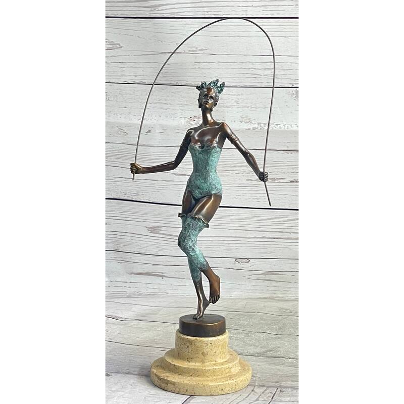 Original Milo Multi Color Patina Jump Rope Girl Bronze Sculpture By Milo Statue