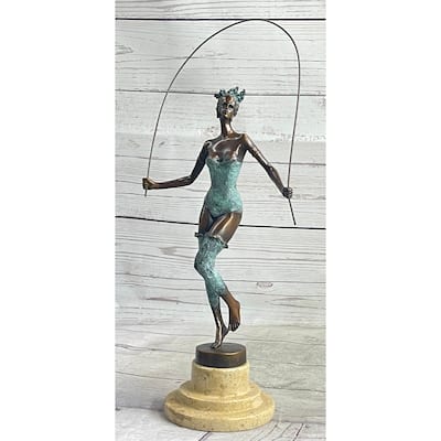 Original Milo Multi Color Patina Jump Rope Girl Bronze Sculpture By Milo Statue