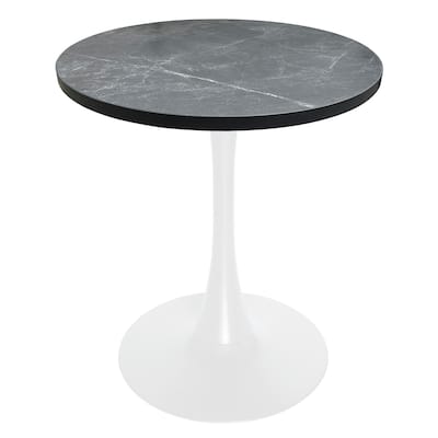Bristol 27" Round Dining Table with MDF TableTop & White Pedestal Base for Kitchen & Dining Room