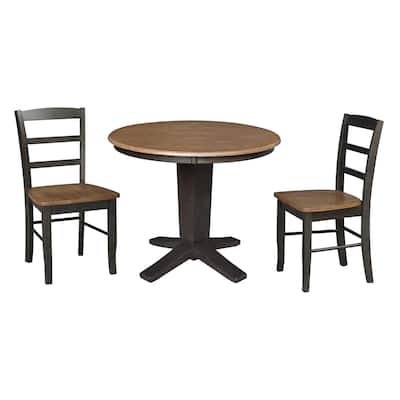 36 in Solid Wood Round Top Pedestal Dining Table with Dining Chairs