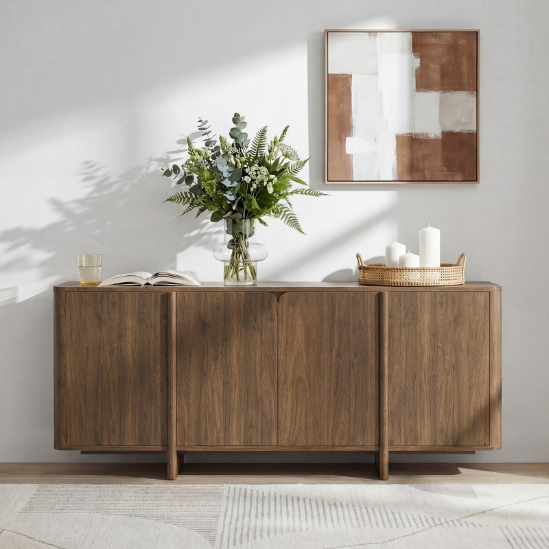 Spruce & Spring Curved Sideboard Buffet Cabinet Modern Storage