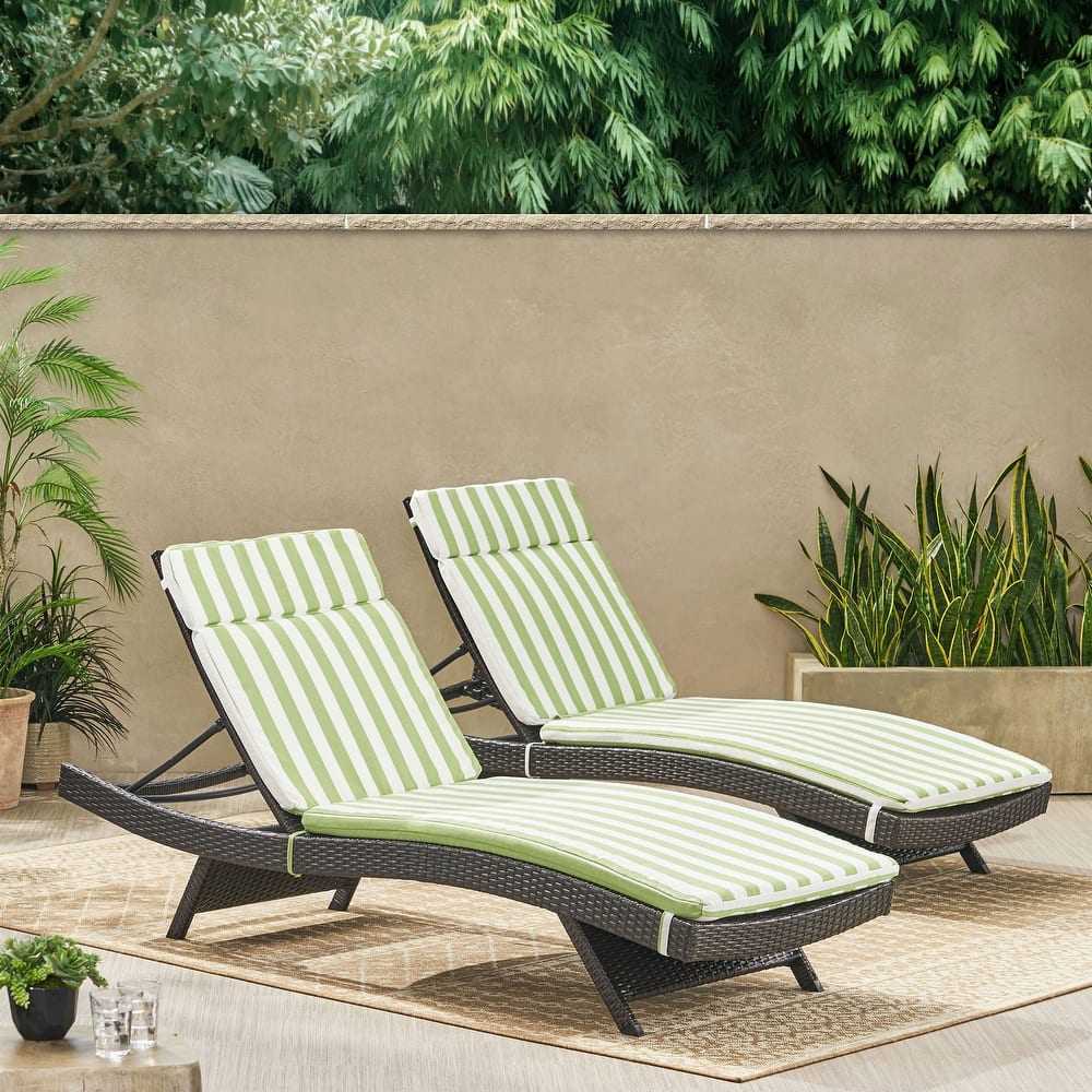 Salem Outdoor Wicker Lounge with Water Resistant Cushion (Set of 2) by Christopher Knight Home