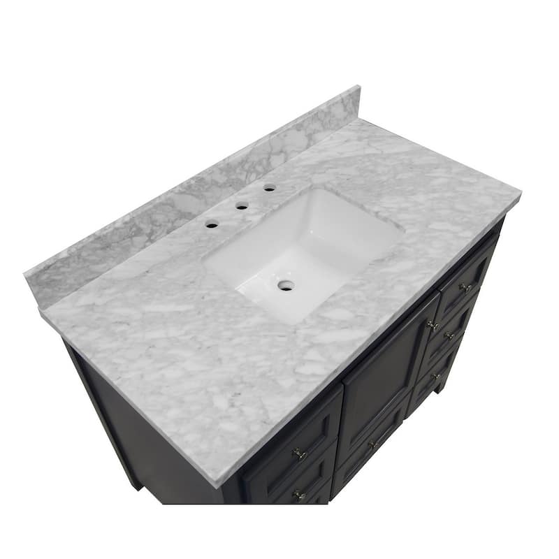 KitchenBathCollection Abbey 42" Bathroom Vanity with Carrara Marble Top