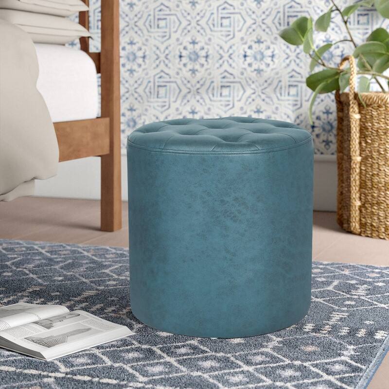 Adeco Upholstered Ottoman - Blue