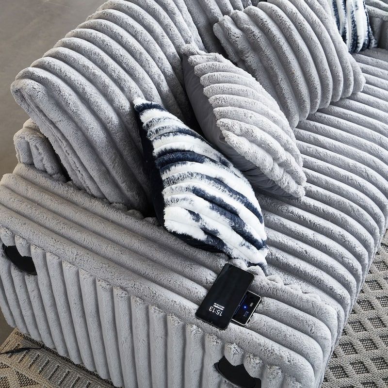 Loveseat Recliner Sofa, with Ottoman and Cushions, 4 Pillows Tufted Couch wCup Holder & Wireless Charger Lounge Couch