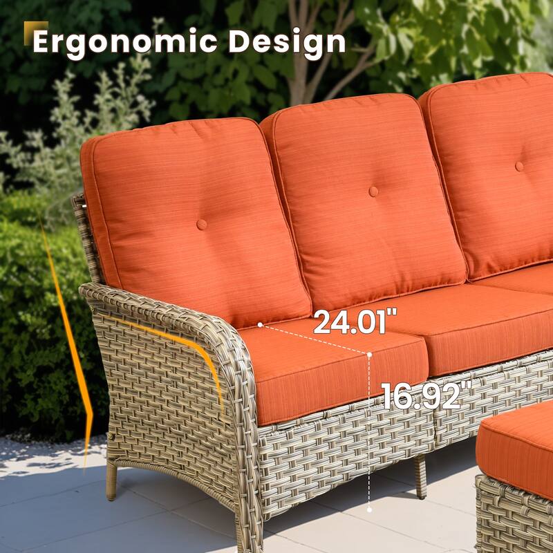 XIZZI Outdoor Patio Furniture Conversation Set with Fire Table