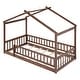 preview thumbnail 43 of 71, Kids Bed Frame, House Shape Floor Platform Bed Frame, Twin/Full Size Wood Bed with Fence for Child/Teens/Girls/Boys