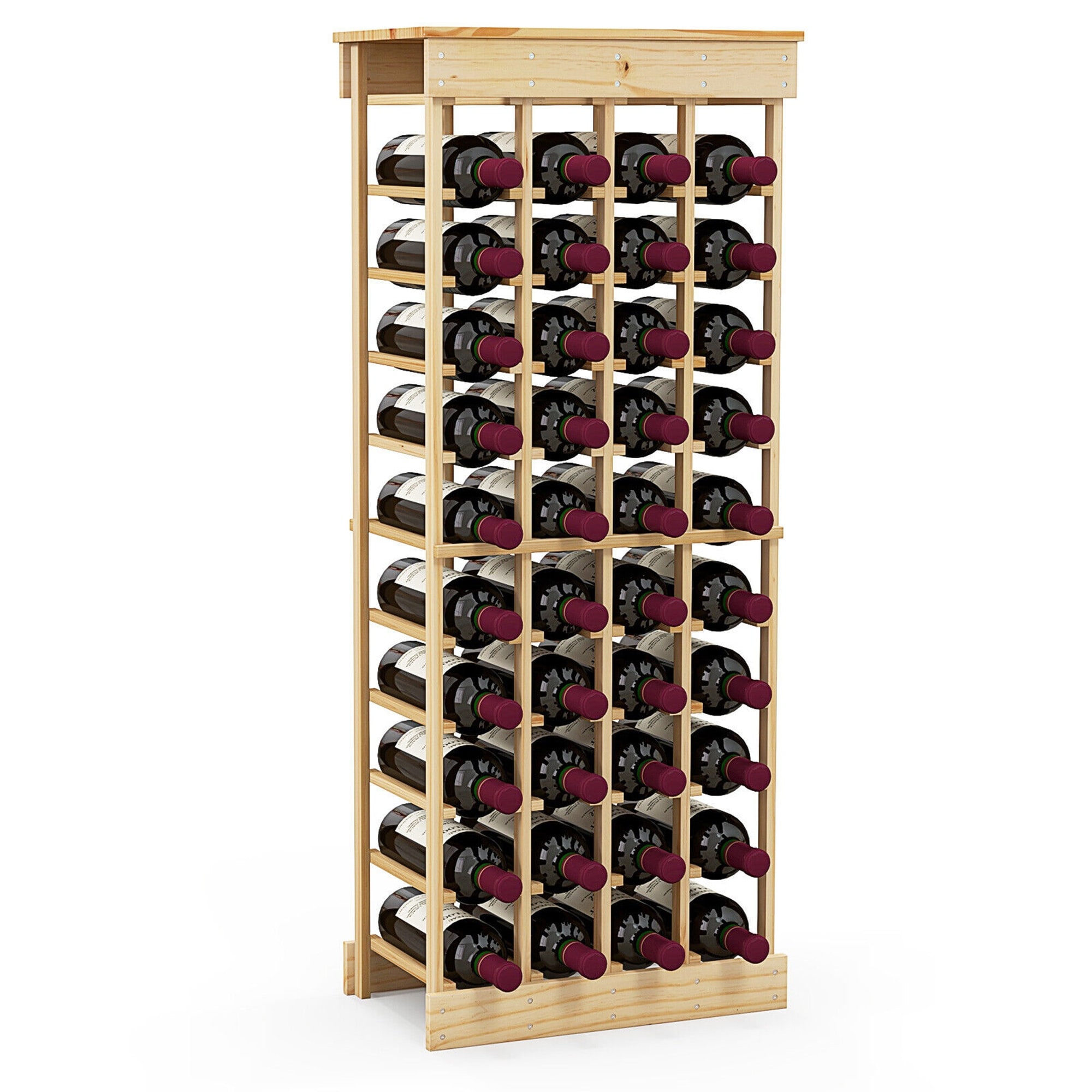 Gymax 40 Bottles Modular Wine Rack Wood Stackable Storage Stand Wine