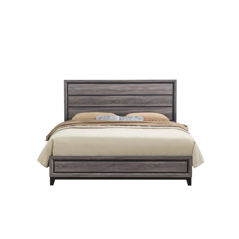 Sophisticated Queen Bed with Stylish Headboard and Stable Construction