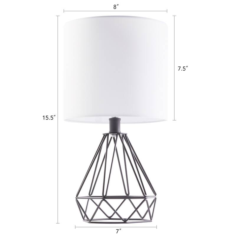 CO-Z 15.5-inch Desk Lamps with Drum Shades and Caged Bases, Set of 2