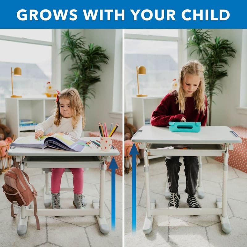 Mount-It! Kids Desk and Chair Set, Height Adjustable Ergonomic Children's School Workstation with Storage Drawer