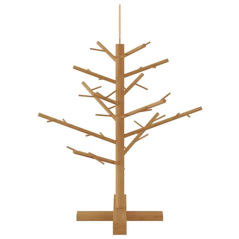 vidaXL Wooden Christmas Tree with Stand Natural/Brown Solid pine wood