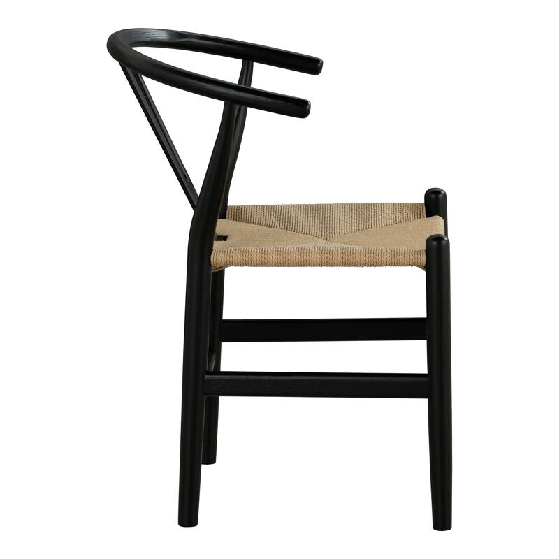 Furniture of America Farre Mid-Century Modern Black Solid Wood Rounded Dining Chairs (Set of 2)