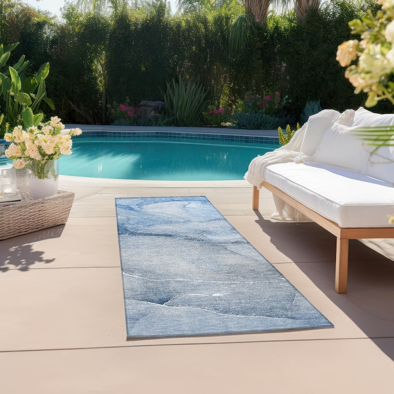 Machine Washable Indoor/ Outdoor Watercolor Chantille Rug