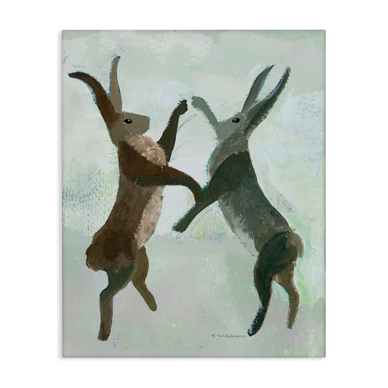 Stupell Boxing Hares in Neutral Tones Canvas Wall Art Design By Kay Widdowson - 36 x 48