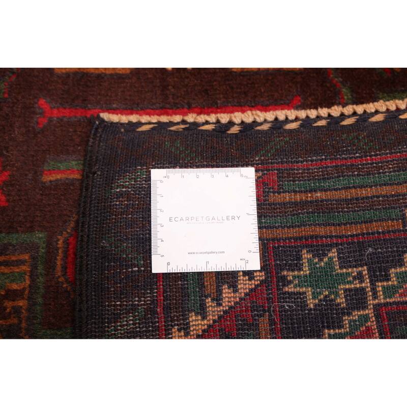 ECARPETGALLERY Hand-knotted Teimani Dark Brown Wool Rug - 3'10 x 6'10