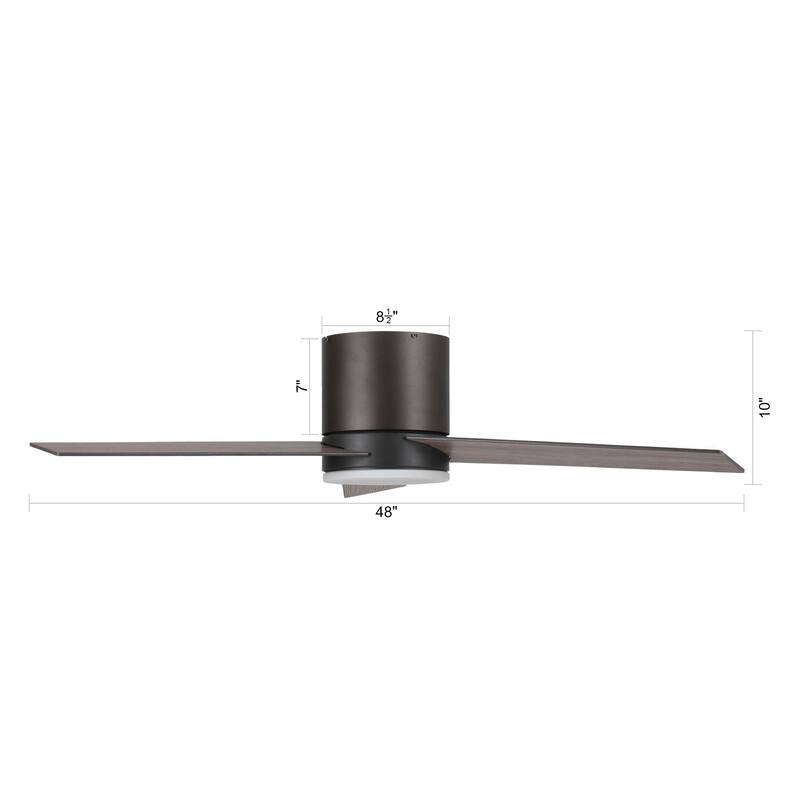 48" Oil-rubbed Bronze LED Hugger/ Low Profile Ceiling Fan with Remote