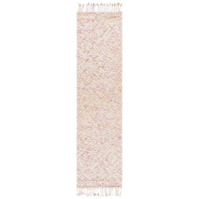 SAFAVIEH Handmade Natura Karlien Geometric Wool Rug - 2'3" x 9' Runner - Ivory/Red