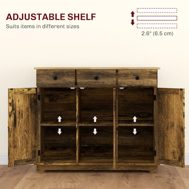 Modern Storage Cabinet with Solid Wood Countertop, 3 Drawers and Adjustable Shelf