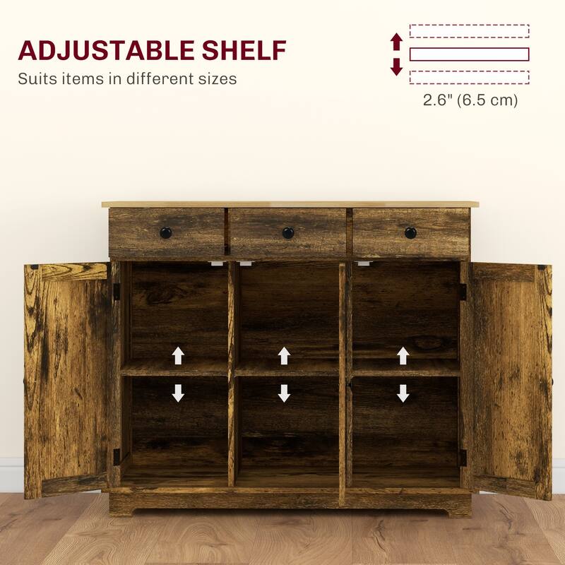 Stylish Coffee Bar Cabinet with Adjustable Shelves and Three Large Drawers