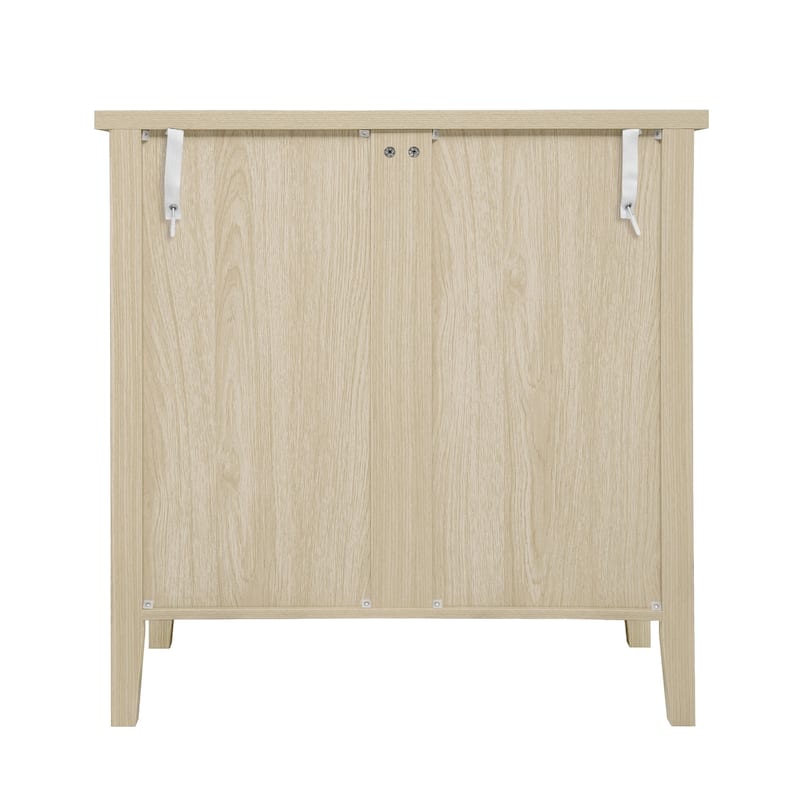 Roomfitters Accent Cabinet, Carved 2 Door Storage Cabinet Buffet Sideboard with Adjustable Shelf, Natural