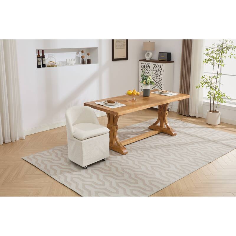 Modern 2 Piece Set 360° Swivel Fabric Kitchen Dining Chair with Back Cushion Universal Wheels for Dining Room Kitchen