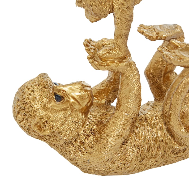 Polystone Monkey Decorative Sculpture - Gold - Roche River Decor
